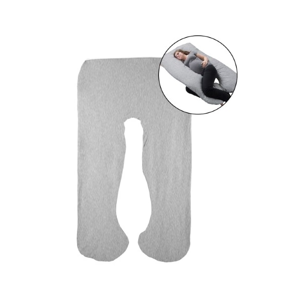 Hastings Home Full Body 100 percent Cotton Replacement Pillowcase U-Shaped with Zipper for Body/Pregnancy (Gray) 437865JBD - main